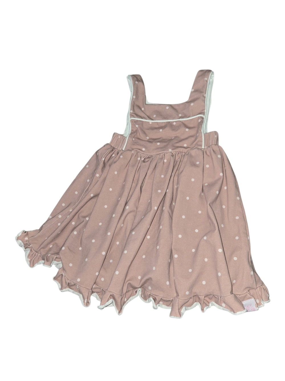 SweetHiney Dusty Pink Polka Dot Dress with Ruffle Hem Size 2